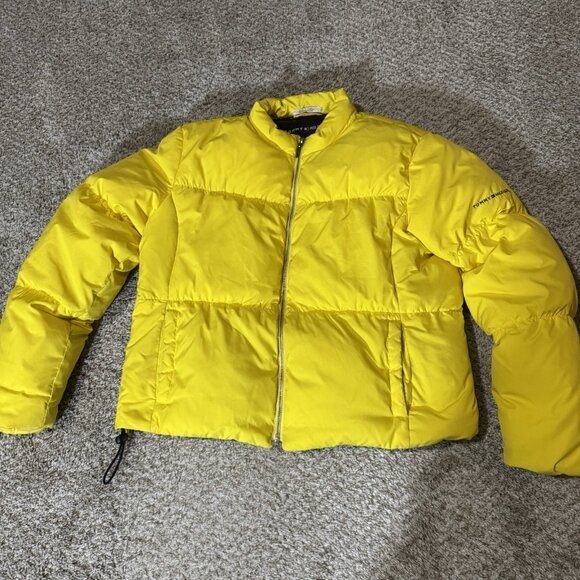 Tommy Hilfiger Yellow Puffer Jacket Womens Large Down Fill Winter Coat - Picture 1 of 10